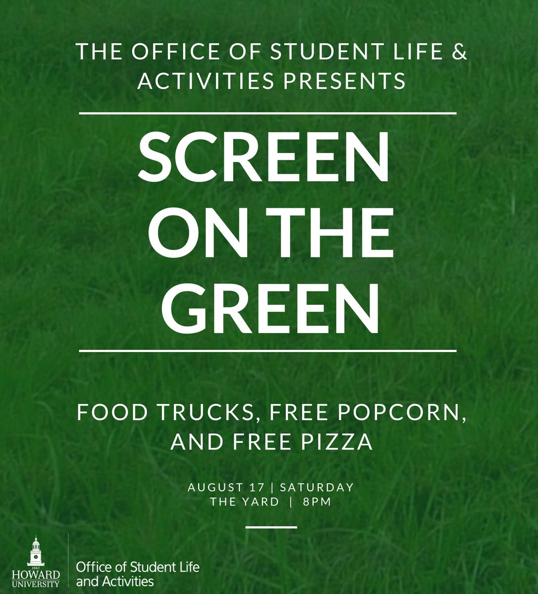 HUCampusLife's tweet photo. Be sure to come out to Screen on the Green tonight to view “Us”! #BisonWeek #Howard #HU23 #HU https://t.co/zOMk0Zu0WA