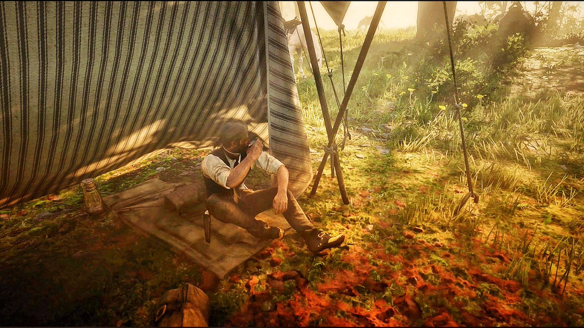 KrysstalMoonie's tweet photo. Camp Life - Kieran, Mr.Pearson (@JimSantangeli ), Bill (@steve_j_palmer ) and Javier (@GabrielSloyer ) - #Outlawsforlife #RedDeadRedemption2 #BillWilliamson #JavierEscuella #MrPearson #Kieran https://t.co/ETIsmkWXLY