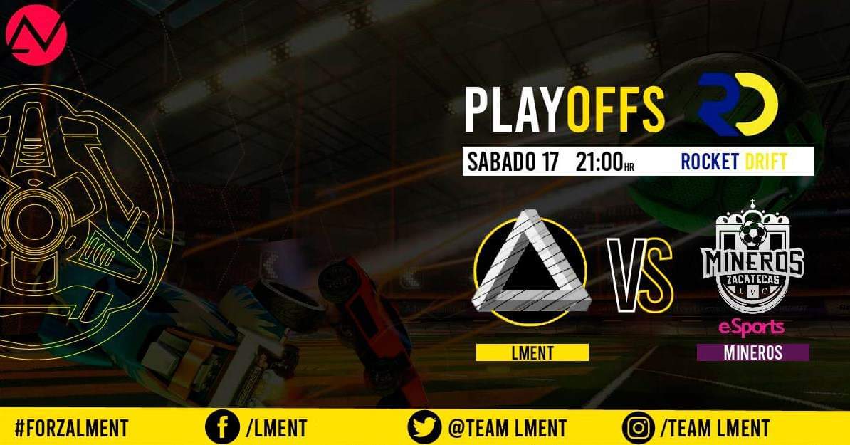 TeamLMENT's tweet photo. Hoy se dispuraran los Playoffs de la #RocketDrift de @ANVesports a las 9:00 PM en contra de @MinerosEsports.
Suerte a ambas escuadras y que gane el mejor.

Roster: @PonchoRoGa_, @Osvalduribe_, Callmeabiscuit https://t.co/t8XsBaArtX