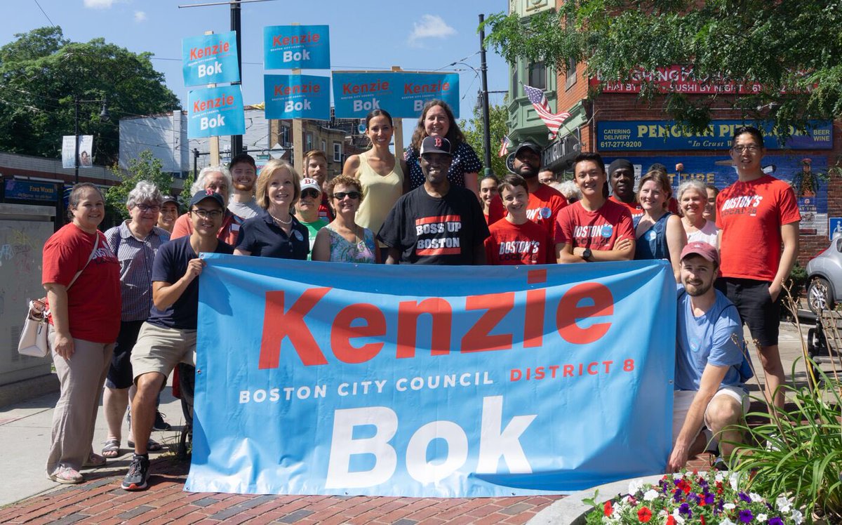 KenzieBok's tweet photo. Been a great week in #MissionHill: strong rally/canvass of whole area w/ @SoniaChangDiaz &amp; @UNITEHERE26, awesome event hosted by lots of neighbors at @PuddingstoneT, then today’s cheerful block party at Roxbury Tenants of Harvard! Plus more doors. :-) #district8 #bospoli #mapoli https://t.co/n7QPACoXlR