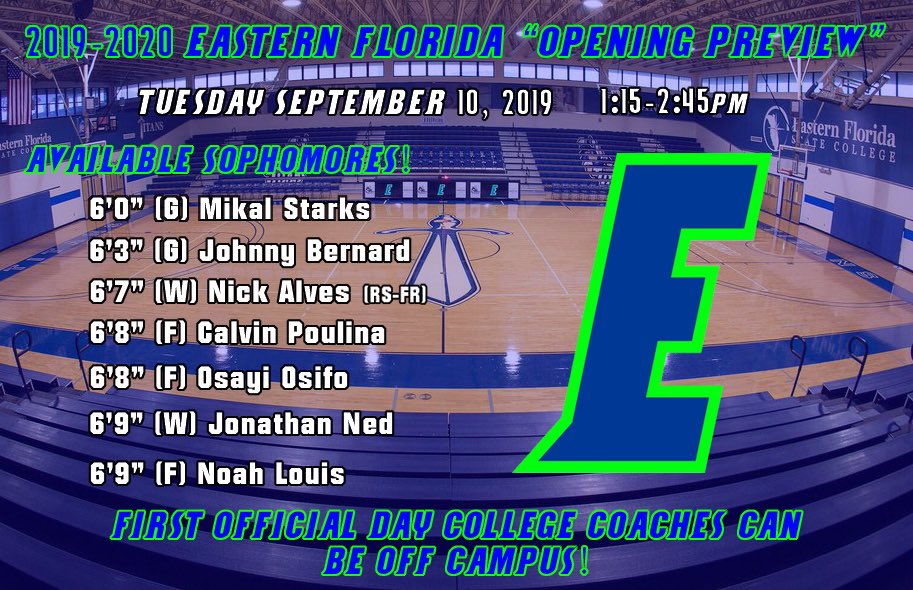 EFSCMensBB's tweet photo. 🔥🔥🔥 D1/D2 coaches- the FIRST chance to see 👀 our guys is Tuesday Sept 10th at 1:15pm at our Eastern Florida #OpeningPreview 🔥🔥🔥
Then catch us as part of FL Juco Tour Sept 15th at 6pm!!! https://t.co/6pp6M3pYGe