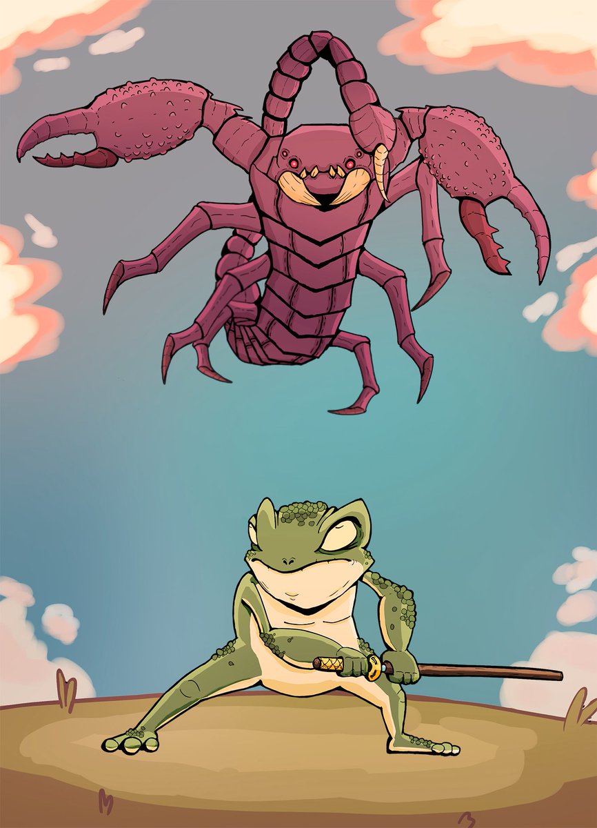 dracmore's tweet photo. I have tried to draw something based on The Scorpion and the Frog. It didn't really work out but here it is nevertheless. https://t.co/MWifDnZgjH