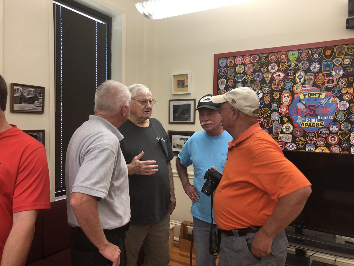 RobFireCapt's tweet photo. A #Memorable visit to @charlottefire station 5 today. My 1st assignment was at this fire house in 1986. 90 years later still protecting #Charlotte Great to see young &amp; retired members of #CLTFD #Bravest https://t.co/l8FIkkY5fa