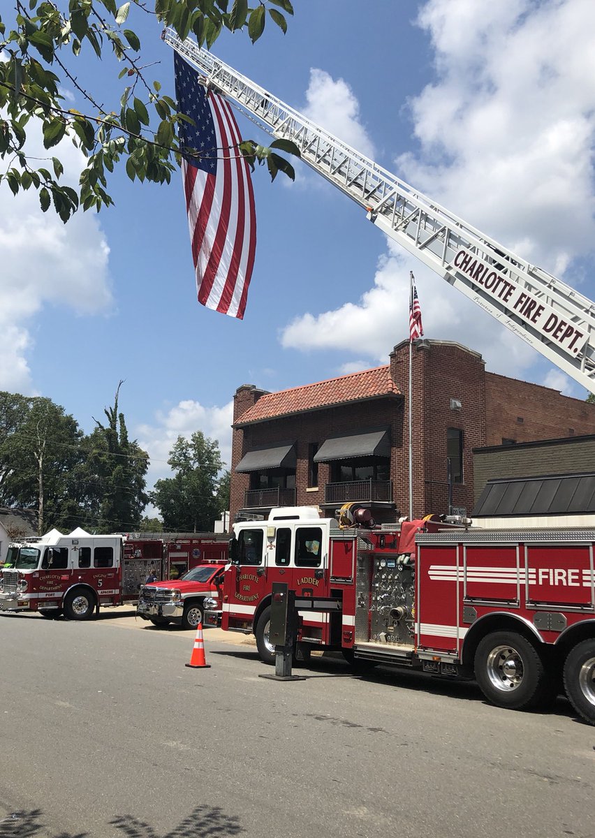 RobFireCapt's tweet photo. A #Memorable visit to @charlottefire station 5 today. My 1st assignment was at this fire house in 1986. 90 years later still protecting #Charlotte Great to see young &amp; retired members of #CLTFD #Bravest https://t.co/l8FIkkY5fa