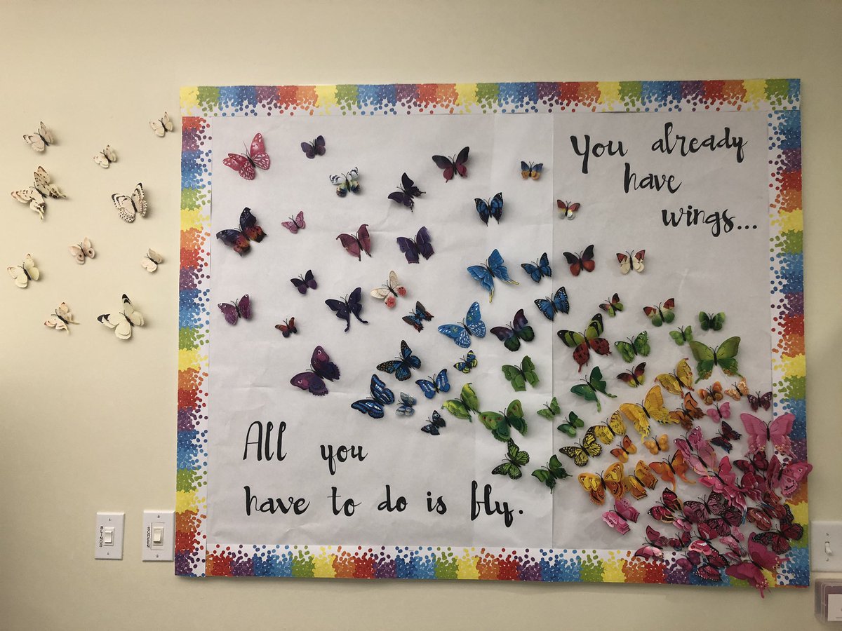 jamiejwolfe's tweet photo. Third graders, get ready to spread your wings and fly! @DaniMadeKitchen, the question is....are we ready?! #pclowerschool #bulletinboards @PineCrestSch https://t.co/SQHhaeK00R