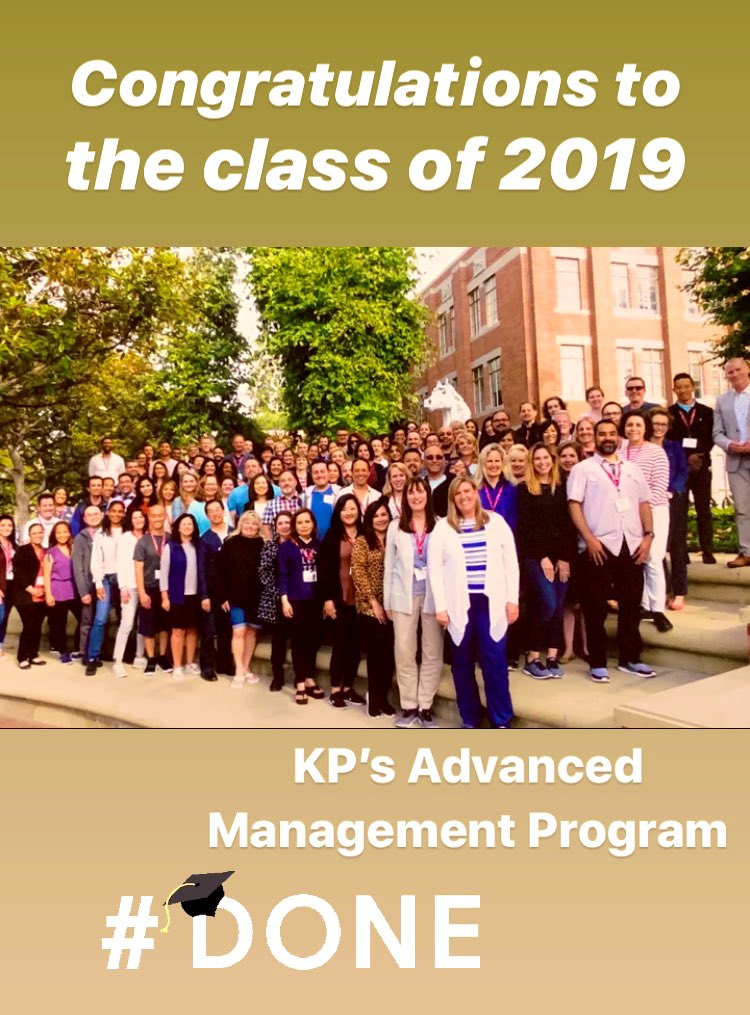 pinkNbling's tweet photo. SoCal KP leaders graduate with honors from our 2019 Advanced Management Program. Joint collaboration with the executive education team @USCMarshall. Thanks to the faculty for making us think differently to solve hard problems. Congrats to all of our KP leaders. #executiveEd https://t.co/1wjzFXdnGQ