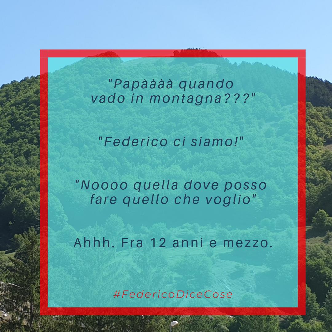 FedericoDiceCos's tweet photo. Vacanze con #FedericoDiceCose 
"Papàààà quando vado in montagna???"
"Federico ci siamo!" 
"Noooo quella dove posso fare quello che voglio"
Ahhh. Fra 12 anni e mezzo.

#genitorifigli #bambino #bambini #montagna https://t.co/JmtjxOks7J