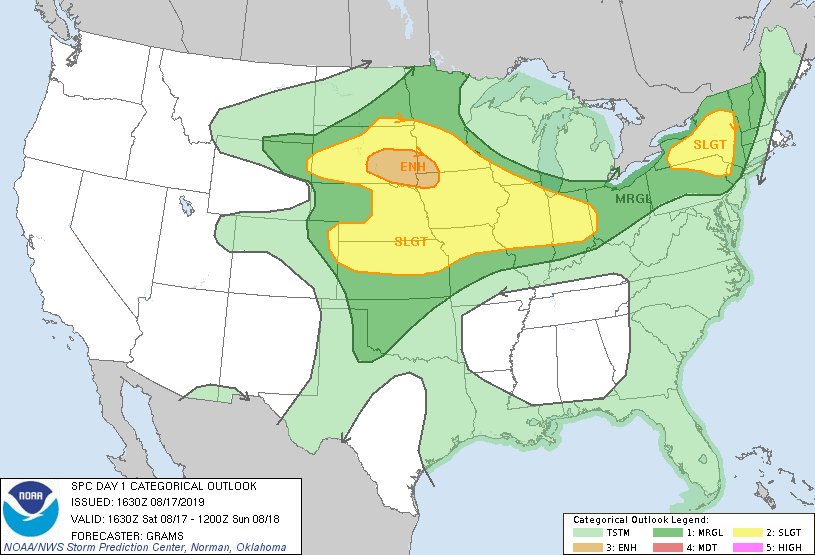 Updated-Severe storms possible tonight: NWS #SPCOutlook Enhanced Storm Risk: from South Dakota into southwest Minnesota into northern NE, NW Iowa. #sdwx #mnwx #iawx #newx More details here https://t.co/o5jy1br9VS Local forecast here https://t.co/46hQlqirRC https://t.co/WupCCCGIoN