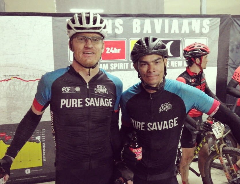 TeamPureSavage's tweet photo. Well done to the Savages for coming in 4th place in a sprint at @EcoBoundEvents Transbaviaans !! The boys closed a 19 minute gap to 7 minutes!! #PureSavage #hammer #ciovita #dirtroadies #reallyimpressed https://t.co/ciDlWIqUti