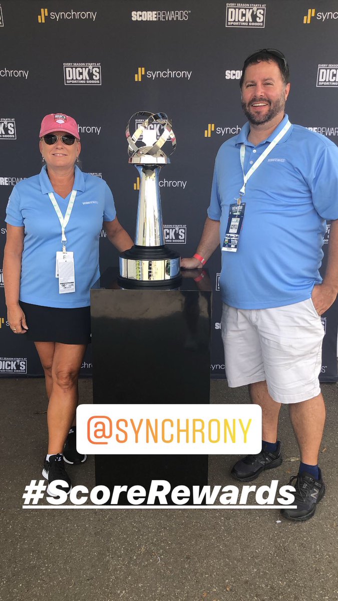 dicksopengolf's tweet photo. #scorerewards make sure to stop by the @synchrony tent and take a picture with the trophy π to be featured on the Jumbotron ! https://t.co/hxrCIM0jBV