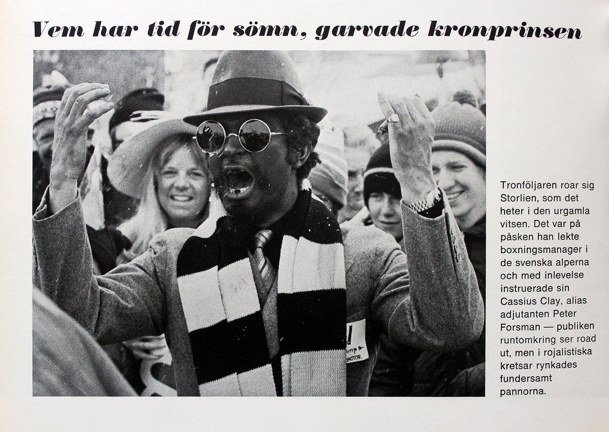 Caltex_98's tweet photo. Påsken 1971 firade kungafamiljen sin vana trogen i stugan i #Storlien (som man ägt sen 1933). Den 24-årige #kronprins Carl-Gustaf skojade till det på ett något tvivelaktigt sätt vilket idag skulle vara helt otänkbart! #Kunglighet i #blackface ???! Ping @afTrampe & @manmedskagg. https://t.co/2jTCK6OyLo