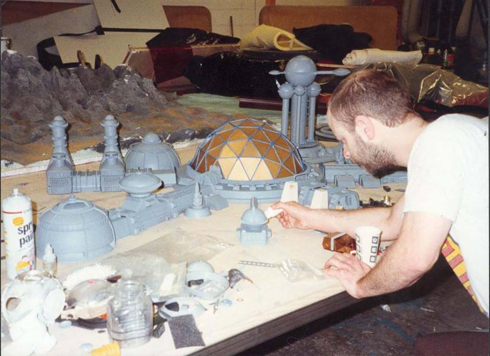 Reddwarfzone's tweet photo. The Model Unit working on the Snow Planet research base for the episode Quarantine #Reddwarf #Quarantine #Modelunit #RDbehindthescenes https://t.co/PEyNUAT4sM