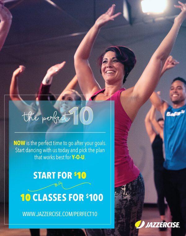 LMJazzercise's tweet photo. The perfect 10 deal starts now!! #lakemaryjazzercise #jazzercise #fitnessfamily #50yearsstrong https://t.co/aHSYGnYMUg