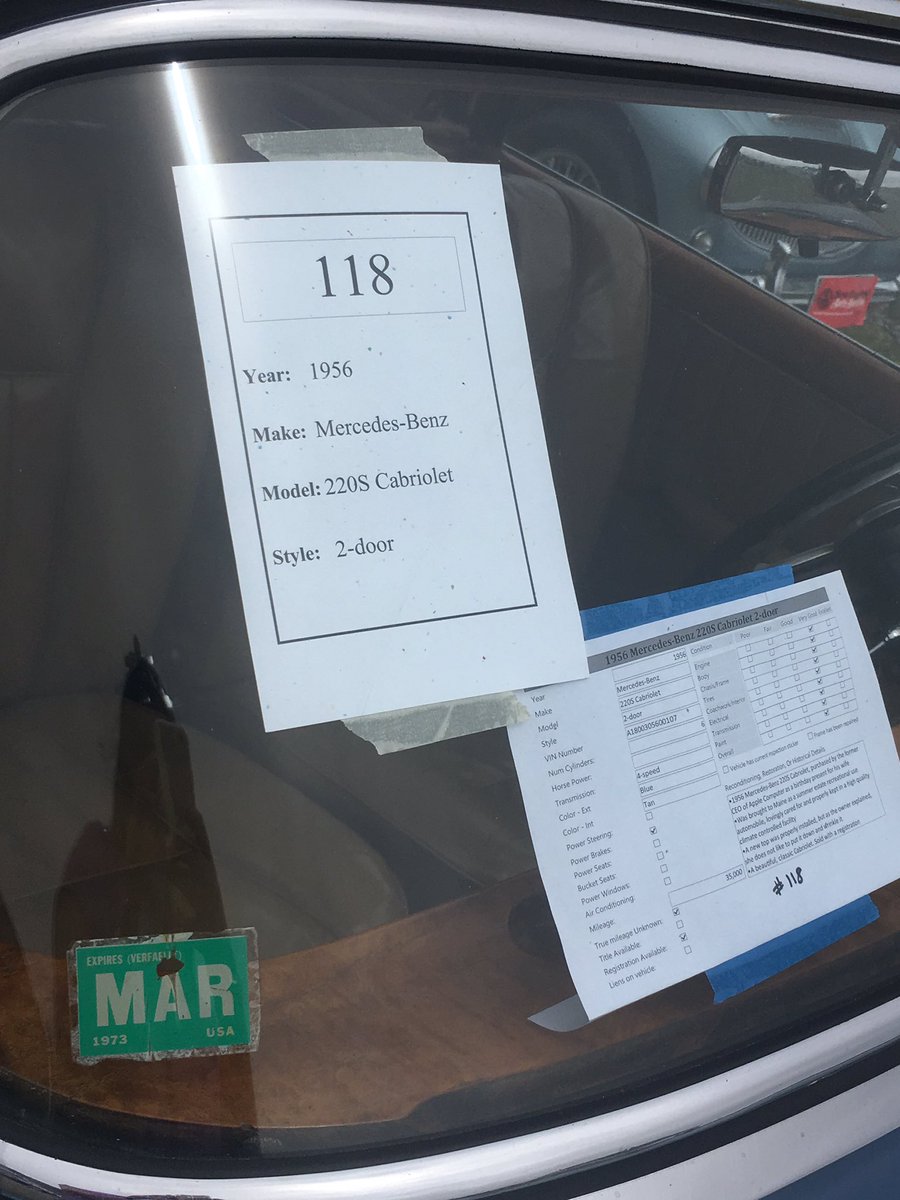 sarahesoltan's tweet photo. 1956 Mercedes-Benz 220s cabriolet #newenglandautoauction https://t.co/G110gzT9ou