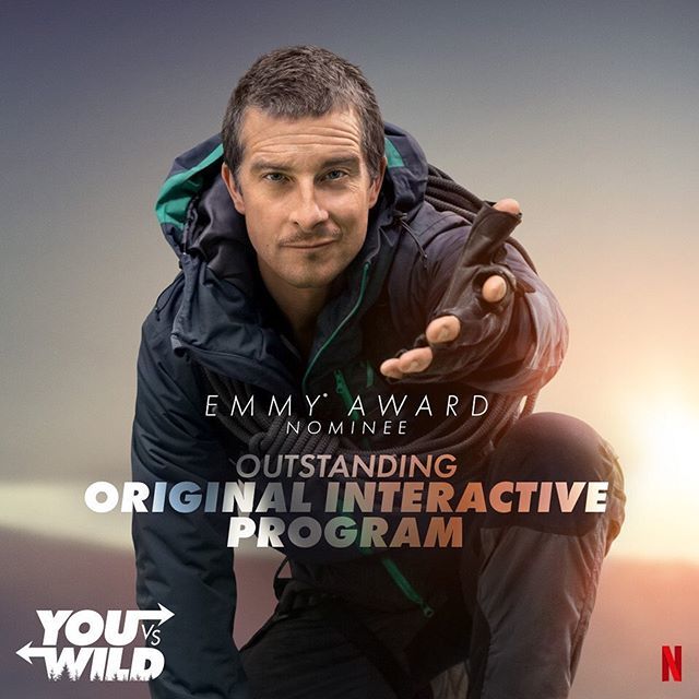 BearGrylls's tweet photo. I’m so proud to be a part of the incredible team that is behind #YouvsWild. The first interactive adventure show ever made where I put my fate in YOUR hands. Thank you @netflix for backing us all the way. #YvW is nominated for an Emmy award for Outstandi… https://t.co/oxtVqjFS3Q https://t.co/T69fqGJksn