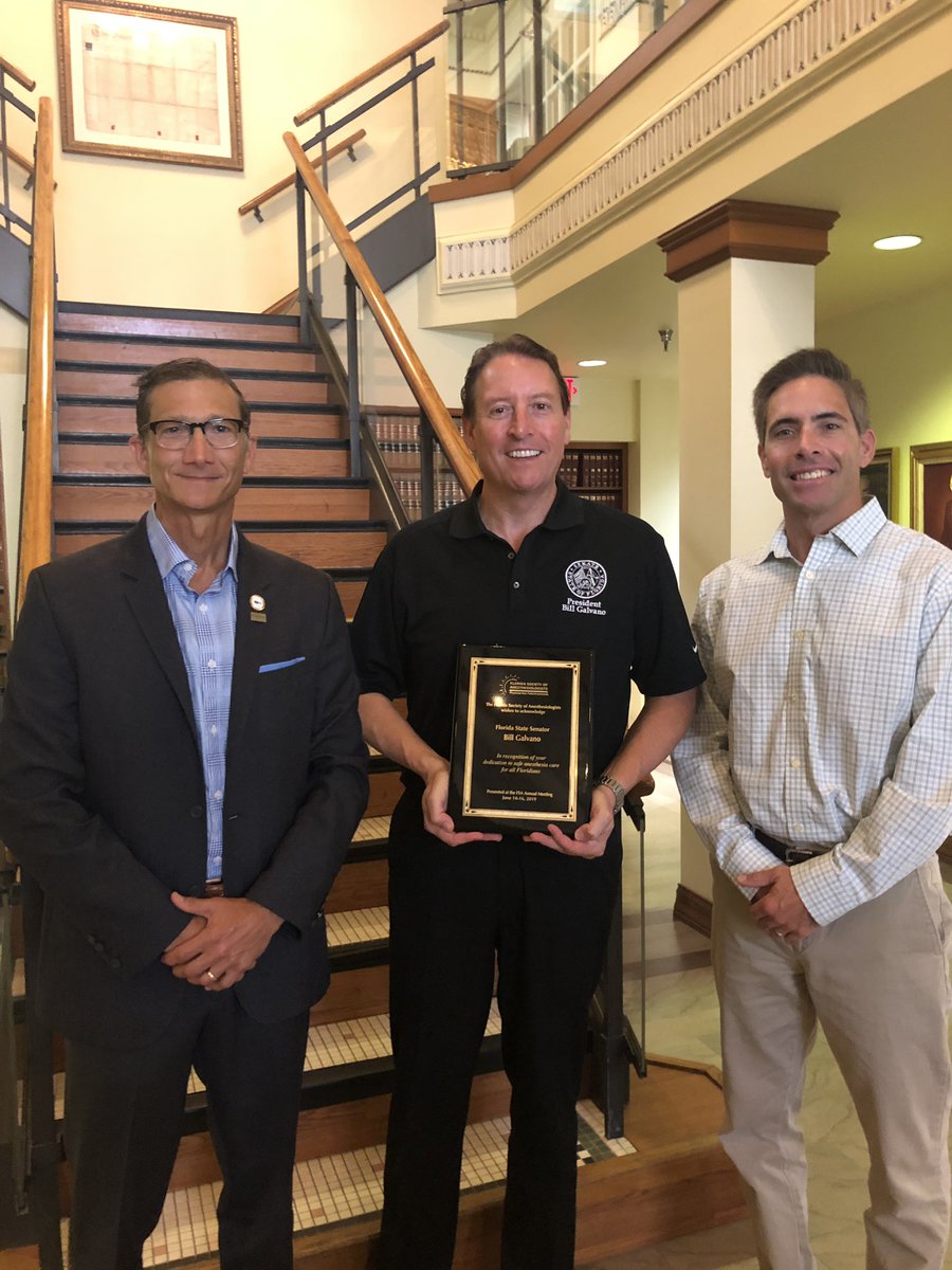 JayHEpstein's tweet photo. #FSA #ASA #billgalvano Thank you FL Senate President Bill Galvano for your commitment to patient safety and support of physician anesthesiologist led care https://t.co/OSS13op80l