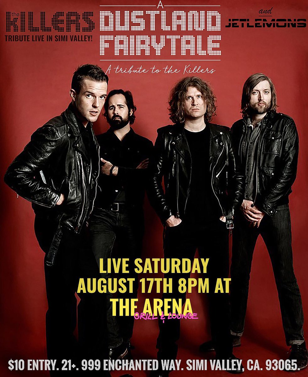 JETLEMONS's tweet photo. JETLEMONS and A DUSTLAND FAIRYTALE - A Tribute to The Killers - return to The Arena in Simi Valley TONIGHT, Saturday August 17! https://t.co/0UtunMPI3D