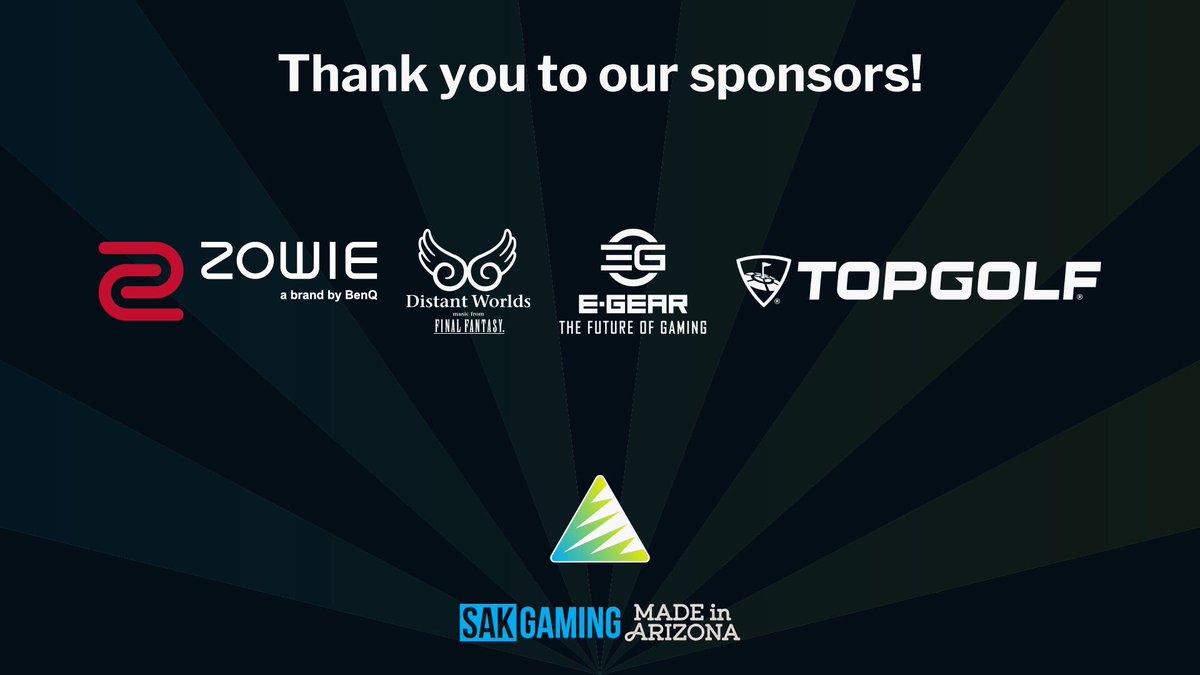 SAKGamingTV's tweet photo. Huge shout out to all of the sponsors of Ascension VIII: @TopGolfArizona
@ffdistantworlds
@ZOWIEbyBenQUSA
@EGearDistribut1 https://t.co/TSEm2MSI4v