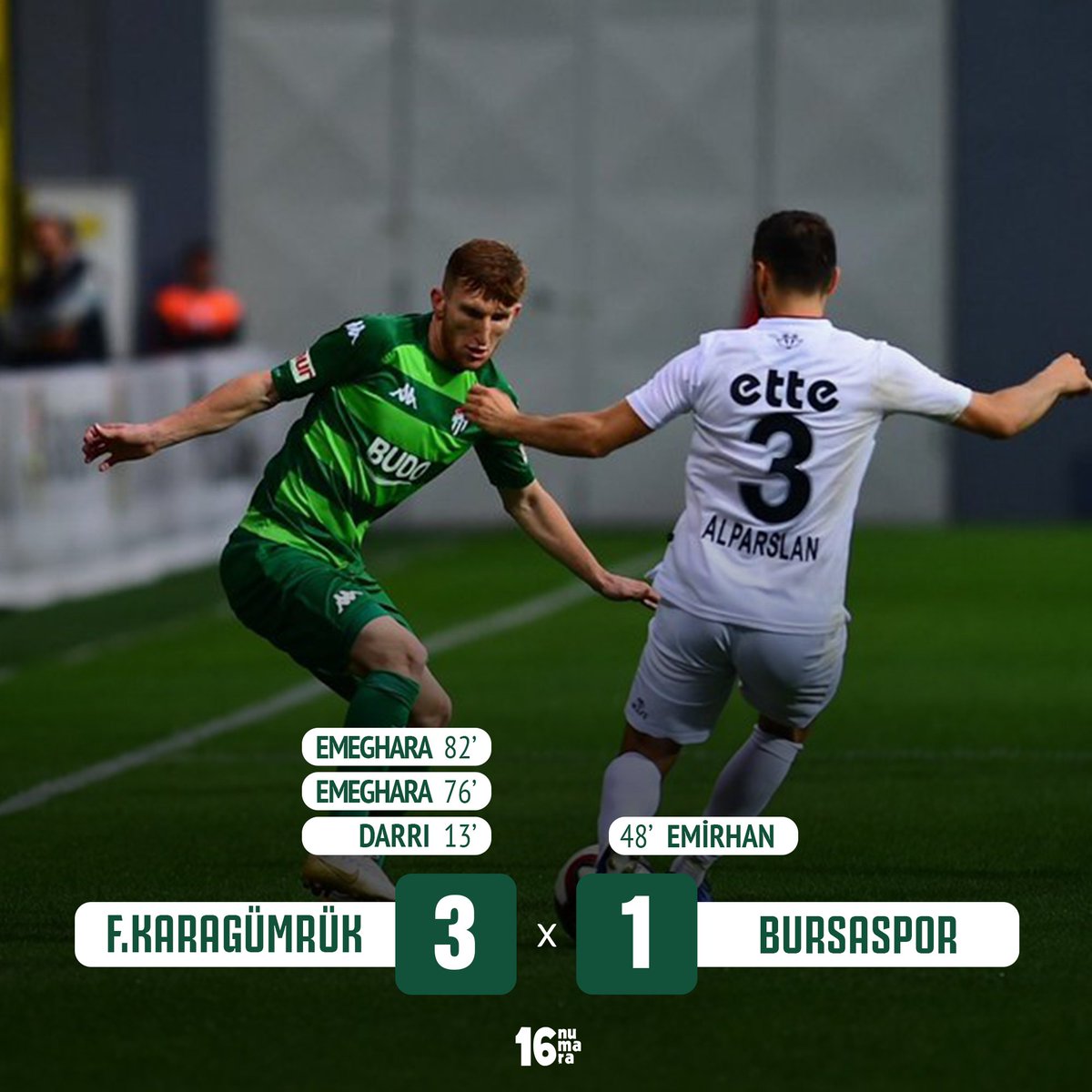 16numaraa's tweet photo. Maç Sonucu | Karagümrük 3-1 Bursaspor https://t.co/fjh0mWuG5Q