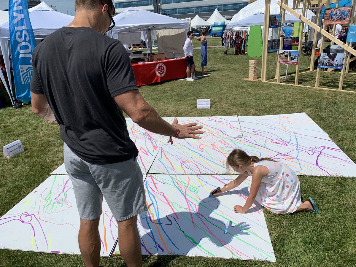 joslynartmuseum's tweet photo. #HappeningNow: We’re working on our Community Sundial art installation at #Maha11, and we need YOU! Don’t forget to stop by and see us – we will be here until sundown! @mahafestival https://t.co/rxVz1AA7j4