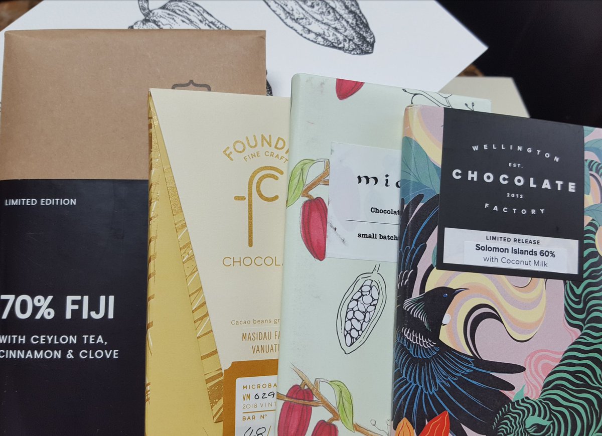 VictoriaCRandom's tweet photo. I can't wait to try all these bars! @beantobar_nz Pacific Islands Cacao #newzealand #craftchocolate #chocolatemakers #limitededitionchocolate #ochochocolate #foundrychocolate #miannchocolatefactory #wellingtonchocolatefactory https://t.co/GA01RRcG0a
