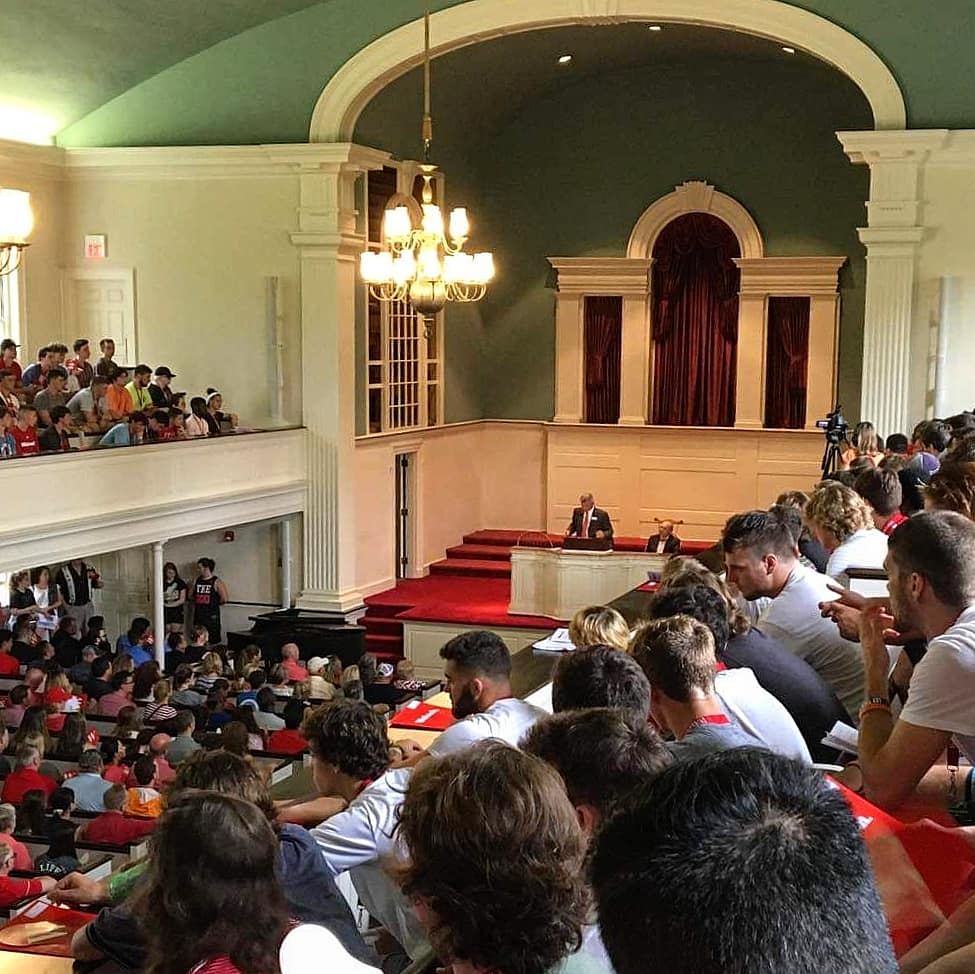 WabashISA's tweet photo. It is a very special day for the Class of 2023! Students have officially been "rung in", a long-running tradition that marks the beginning of a student's journey at @WabashCollege! Welcome gentlemen! #Classof2023 #WAF https://t.co/WB3hyPmamF