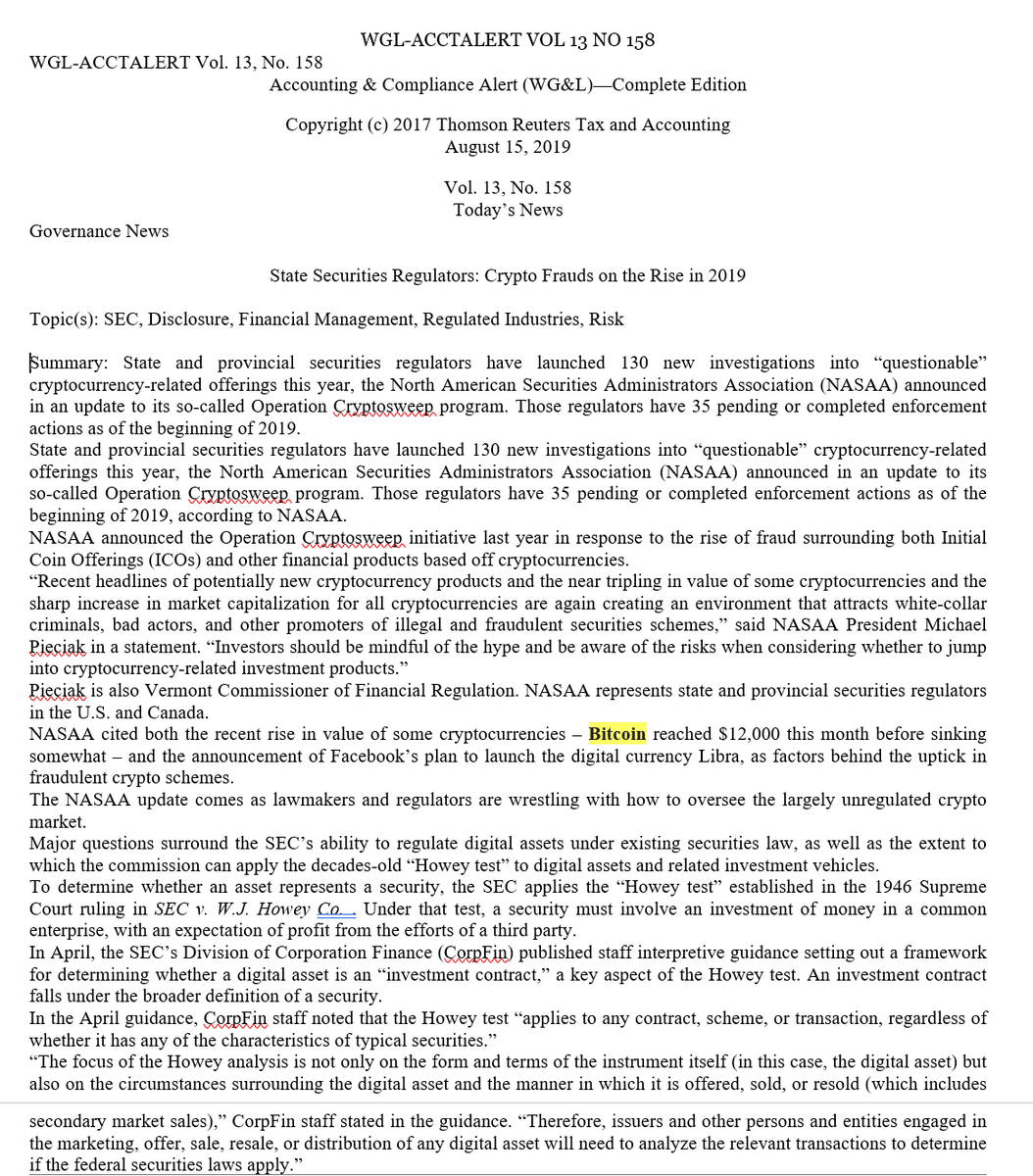 propelforward's tweet photo. State #Securities Regulators: #Crypto fraud on the rise; launched 130 new investigations into “questionable” #cryptocurrency-related offerings this year, according to North American Securities Administrators Association (NASAA) in an update to its Operation #Cryptosweep program. https://t.co/DAKHDHCAWv