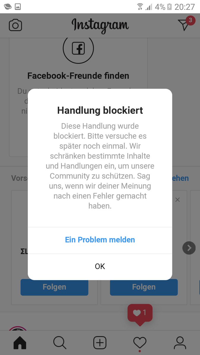 Handlung bei blockiert instagram Instagram Handlung