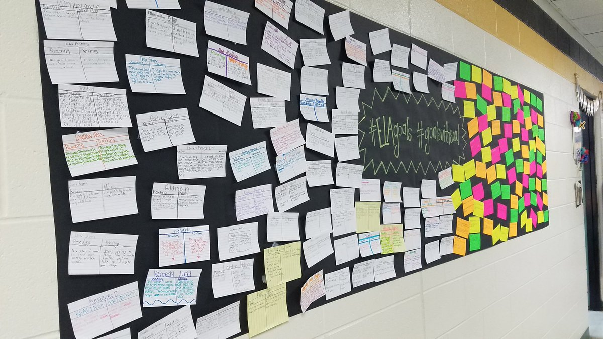LindseyJ_HMS's tweet photo. We spent the first week talking about reading and writing for enjoyment. Our kids are kicking off the year with some impressive goals #elagoals #goalswithsoul #teamdcs @HMSpageturners @lauren_allinder https://t.co/CjdPZKQPvp