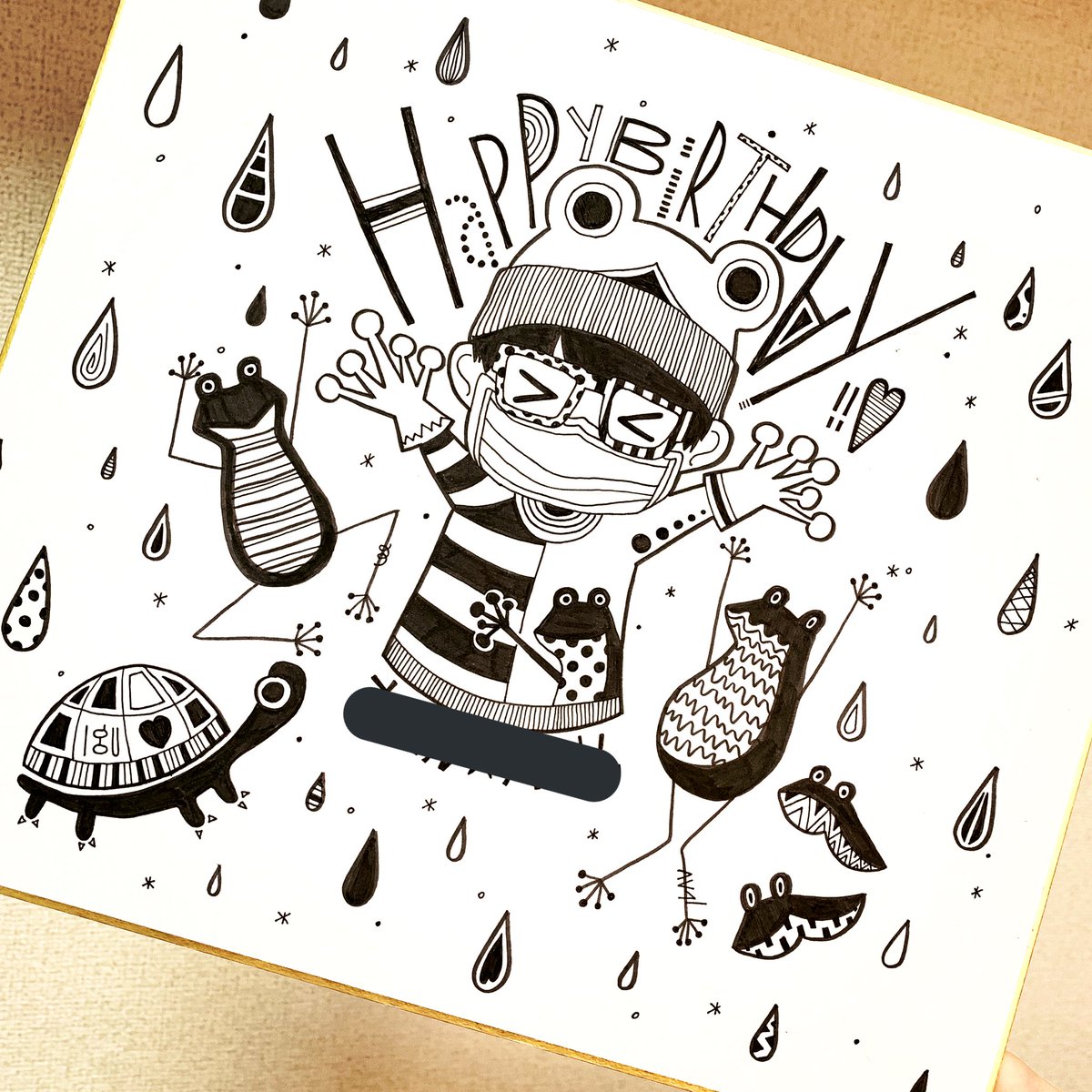 Aska Designer En Twitter お誕生日イラスト描かせていただきました ご依頼ありがとうございます𖧷 お誕生日おめでとう イラスト ペン画 モノクロ 絵描きの輪 色紙