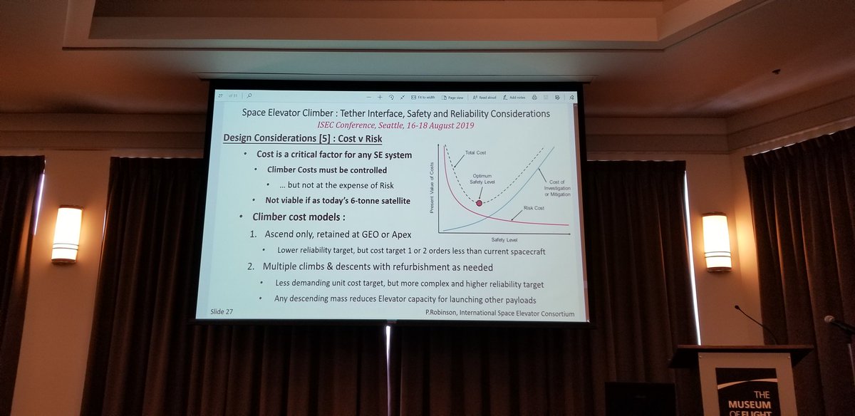 dotsdl's tweet photo. @Pteerr : Design considerations for space elevator climbers. Redundancy key, modularity in drive units with a mix of EM and friction-based possibly desirable, ejection systems for failure included. #ISEC2019 https://t.co/gwDsfNrM8d