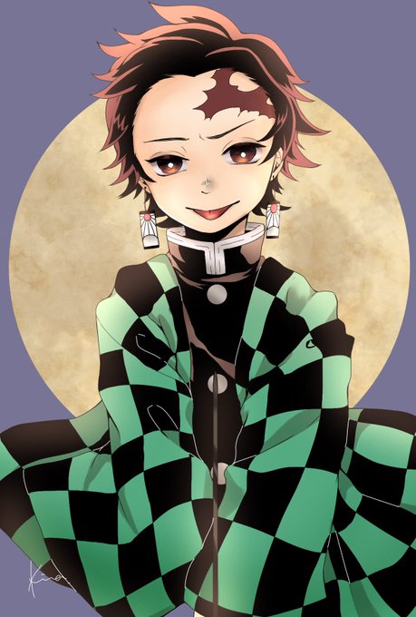 きのまる@固ツイ見てねさんがTwitterに投稿した竈門炭治郎(鬼滅の刃)のイラスト。