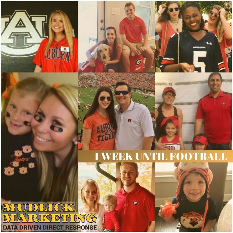 ONE. MORE. WEEK.  

College Football Is RIGHT Around The Corner 😱😍🏈 

We BLEED The SEC In This Office!! Who is YOUR team?! 🏆🏉  

#MudlickMarketing #OneWeekUntilCollegeFootball #CollegeFootball #SECFootball #GoTigers #GoDawgs #Marketing #DigitalMarketing #DirectMail