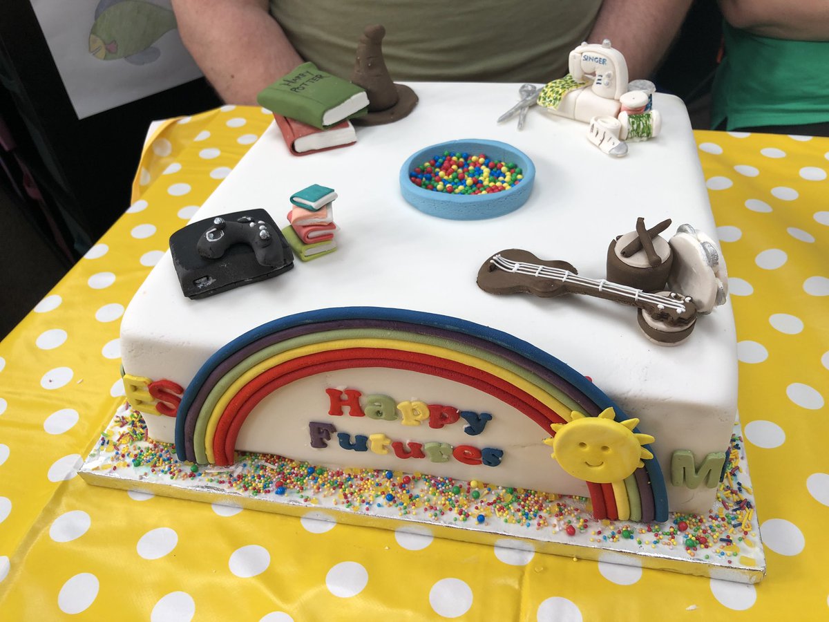 A big massive thank you goes out to McClarrons Ltd for surprising us with this beautiful cake for our charity event. So much thought has gone into this masterpiece with a cake model of the Skills Centre at Happy Futures 🌈💕