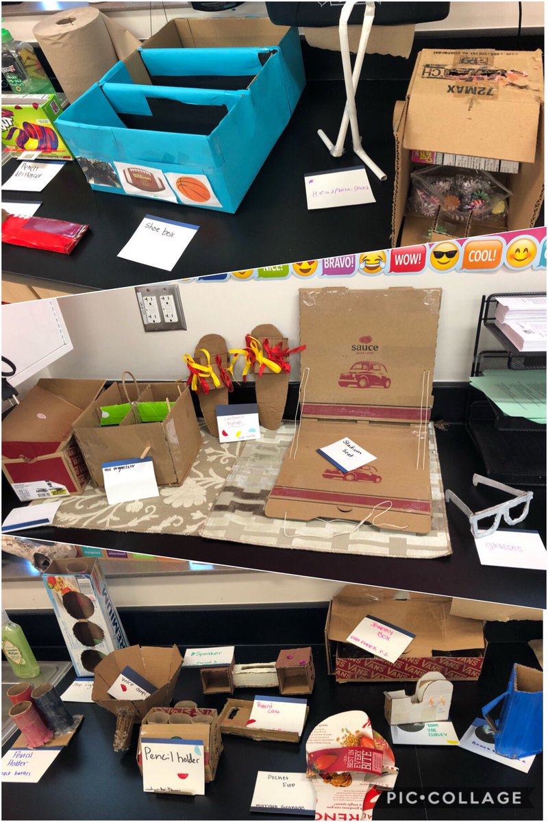 mpcawley17's tweet photo. Ss used cardboards & their #creativity to build a product. They were then asked to search up #patents similar or close to what they created. Used google slides in their presentation. #IP integration in STEM. @uspto @BobcatsSf @DVUSD https://t.co/ns4xuORZh2