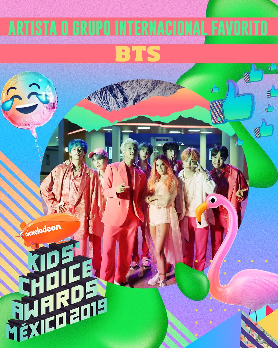 NickelodeonLA's tweet photo. ¡Lo hicieron, #ARMY del mundo! 💥 ¡@BTS_twt es el Grupo Internacional Favorito de los #KCAMexico2019! 🙌🏼 https://t.co/PFqyqvlwas