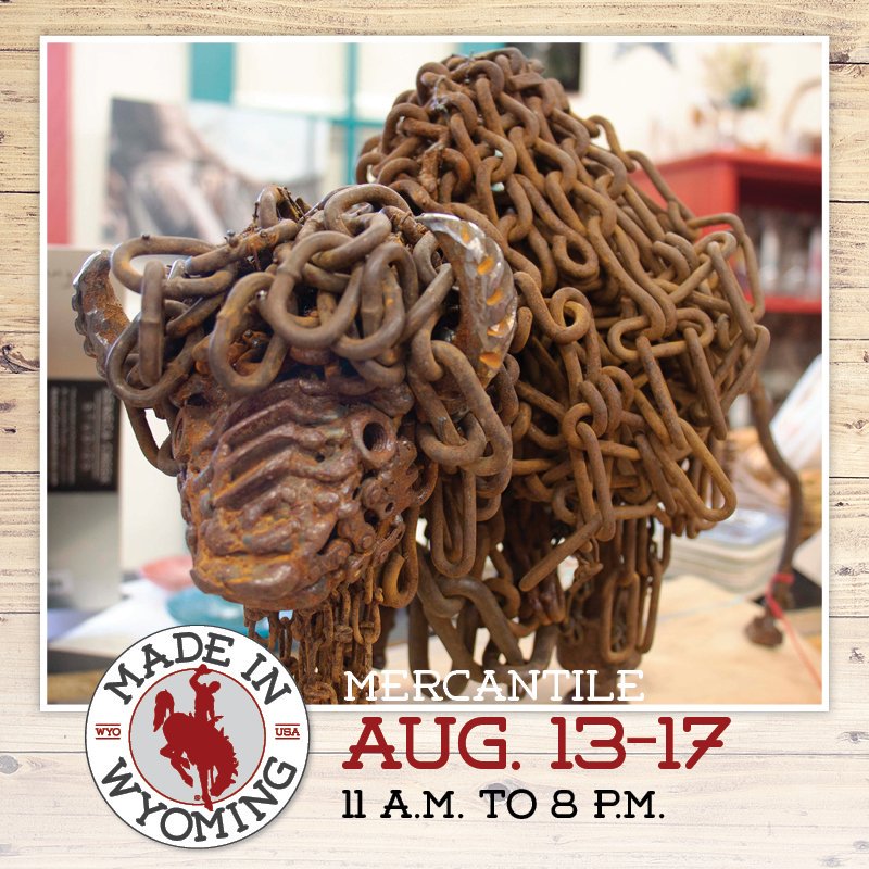 Last chance to shop over 50 vendors at the state fair. The Mercantile on the Midway is open til 8 tonight. #statefair #madeinwyoming #bison