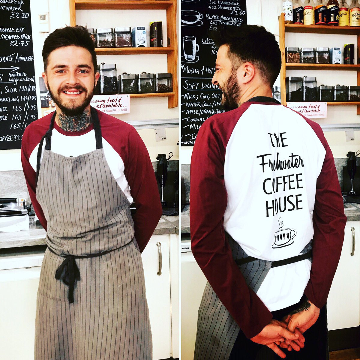 TFWCoffeeHouse's tweet photo. #memoryoftheweek
Callum showing off his new uniform courtesy of @rapanuiclothing - weโre still chuckling inside - pin up boy ๐
Stefan #thefreshwatercoffeehouse https://t.co/FTCOyrRaQq