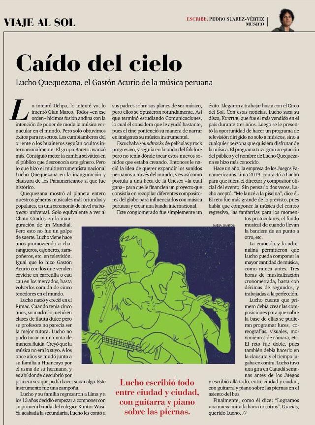 luchoquequezana's tweet photo. Muchas gracias querido @PedSuarezVertiz por tu artículo. No creo merecer tanto, los músicos peruanos hemos trabajado los últimos años para encontrarnos y celebrar q la identidad tiene diferentes formas de expresarse. Y más aún en la música, q es tan diversa y va directo al alma. https://t.co/UzomrDImC3
