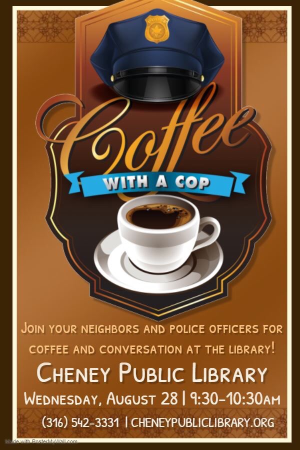 CheneyLibrary's tweet image. Join your neighbors and police officers for coffee and conversation at the library!

Wednesday, August 28 | 9:30-10:30am