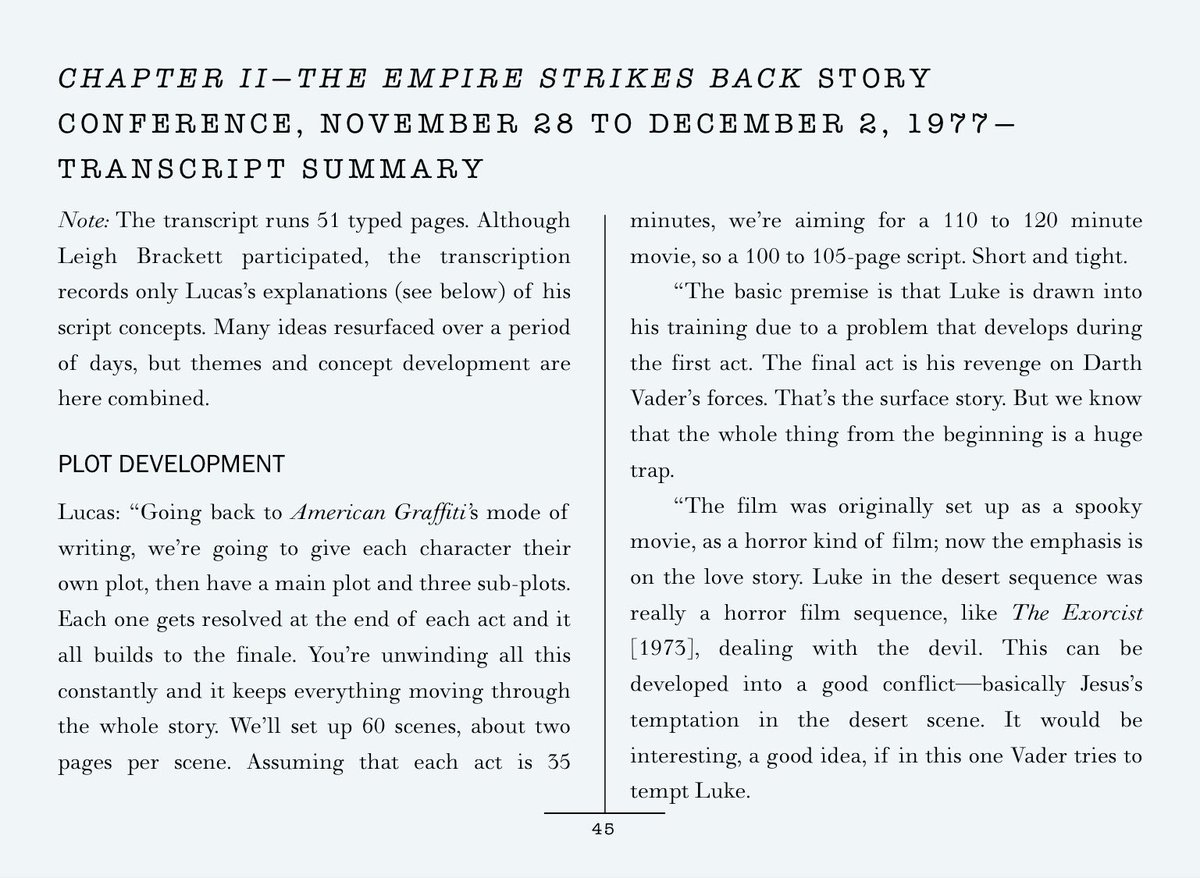 2. In the late November 1977  #EmpireStrikesBack story conference, George Lucas discussed Luke having a lost twin sister, kept safe on the other side of the universe. She is also training to be a Jedi and Luke becomes aware of her through his training.  #StarWars