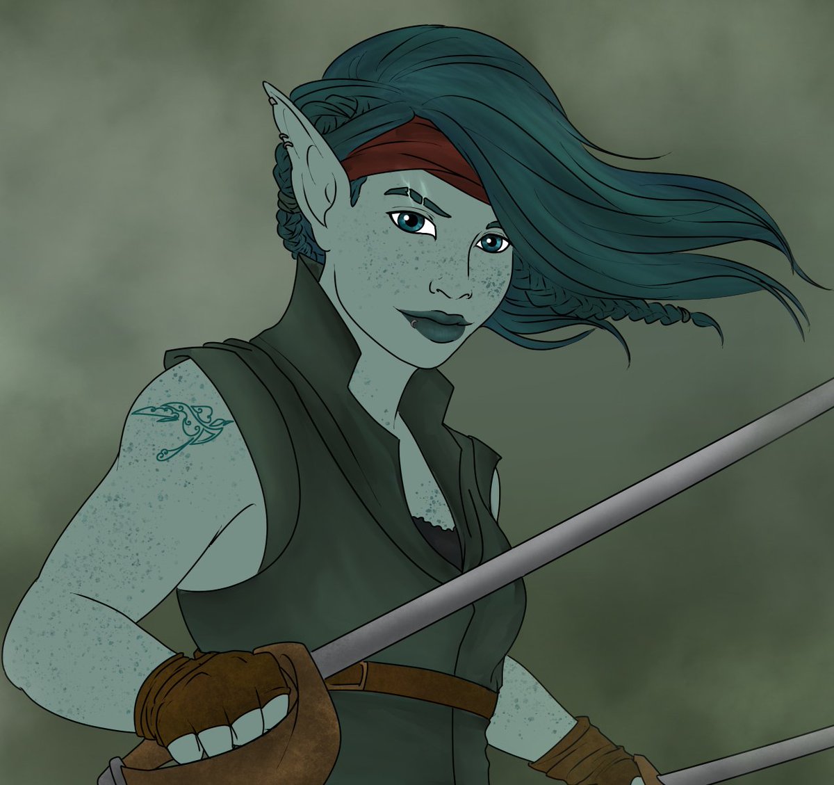 AutumnBlaze86's tweet photo. Character concept art for Gwylin of Dead Men Tell No Tales @thesaltydead #saltcrew (I've been wanting to share these but waited until after our premiere 😉🏴☠️⚔️) https://t.co/opI4lD48Cm