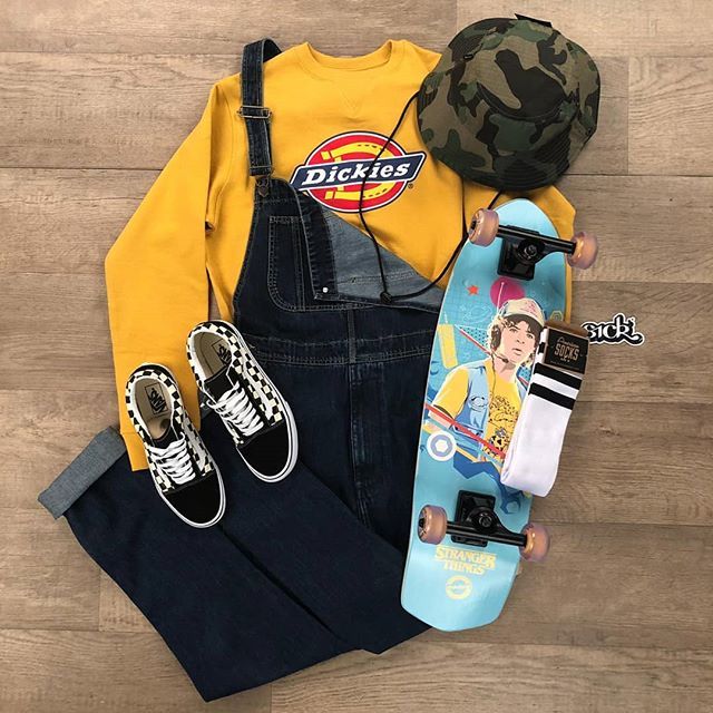 sickboards's tweet photo. Retro game on point. #strangerthings #Dickies
.
.
.
#skateboard #skateboarding #dickiesskate #dickiesjeans #dickiesoverall #netflix #strangerthings3 #madridskateboards #vansoldskool #vans #overalls #buckethat #retro #eightiesrevival #outfitoftheday #denh… https://t.co/kDGf4lIRIp https://t.co/PolyV6GE7m