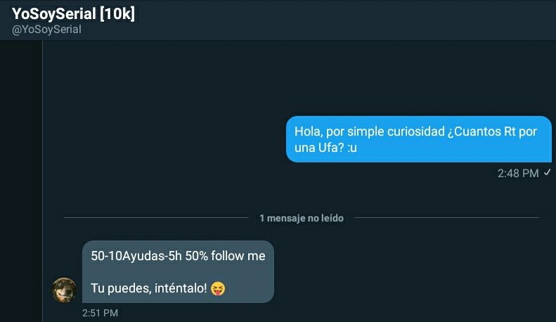 SamuelSorteos's tweet image. 💥 ¡Rt deal por una Ufa!
Dejen su rt ¡Un RT se agradece! Y Sigan a @YoSoySerial
¡Esta haciendo Rt deal de varias cosas!

🔸¿Ayuda?
@SoraAlts @FelipeAlts @ImAleJ_ @ErnesAlts @KalemAlts @IceeAlts