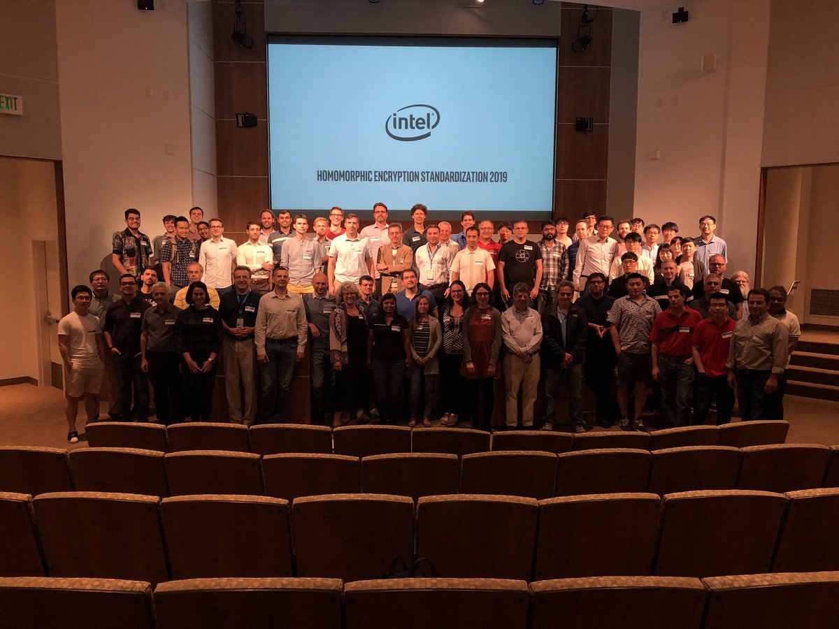 KristinLauter's tweet photo. The Homomorphic Encryption Standardization community! August 2019 @intel @MSFTResearch @DualityTech @Google @SAP @Samsung @HomomorphicEnc @IACR_News @USENIXSecurity https://t.co/8itK91stG5
