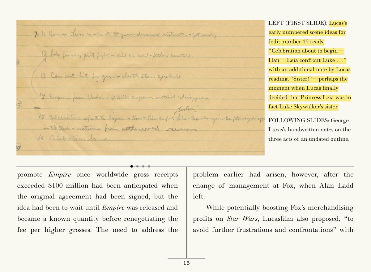 4. In an early  #ReturnoftheJedi scene list, George Lucas adds the note “Sister!” to a mention of Leia, perhaps the moment when he decided that Leia was Luke’s sister. MYTH CONFIRMED #StarWars