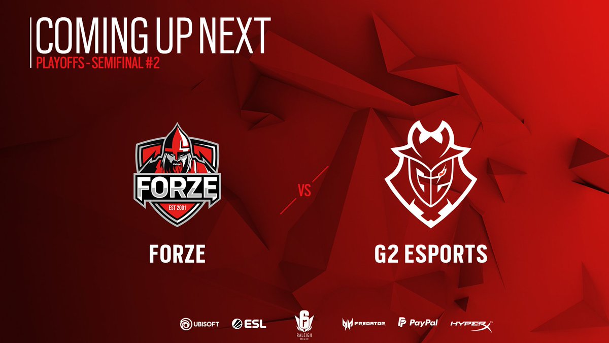 R6esports's tweet photo. Who will be our second finalist of the #RaleighMajor between @forzegg and @G2esports?
🔴LIVE. NOW.

📺https://t.co/10uFSFUYQO
🌐https://t.co/vvoXHIKpyE https://t.co/A7wm2nQs2e