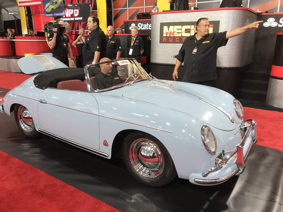 mecum's tweet photo. This 1959 Porsche 356A Convertible D is 1 of 1,331 produced. It sold for a hammer price of $285,000.

Here's a look at the full listing: https://t.co/C7zOiFotJl

#MecumMonterey #Monterey #CarWeek19 #Mecum #MecumAuctions #WhereTheCarsAre https://t.co/KgzLg4BwW5