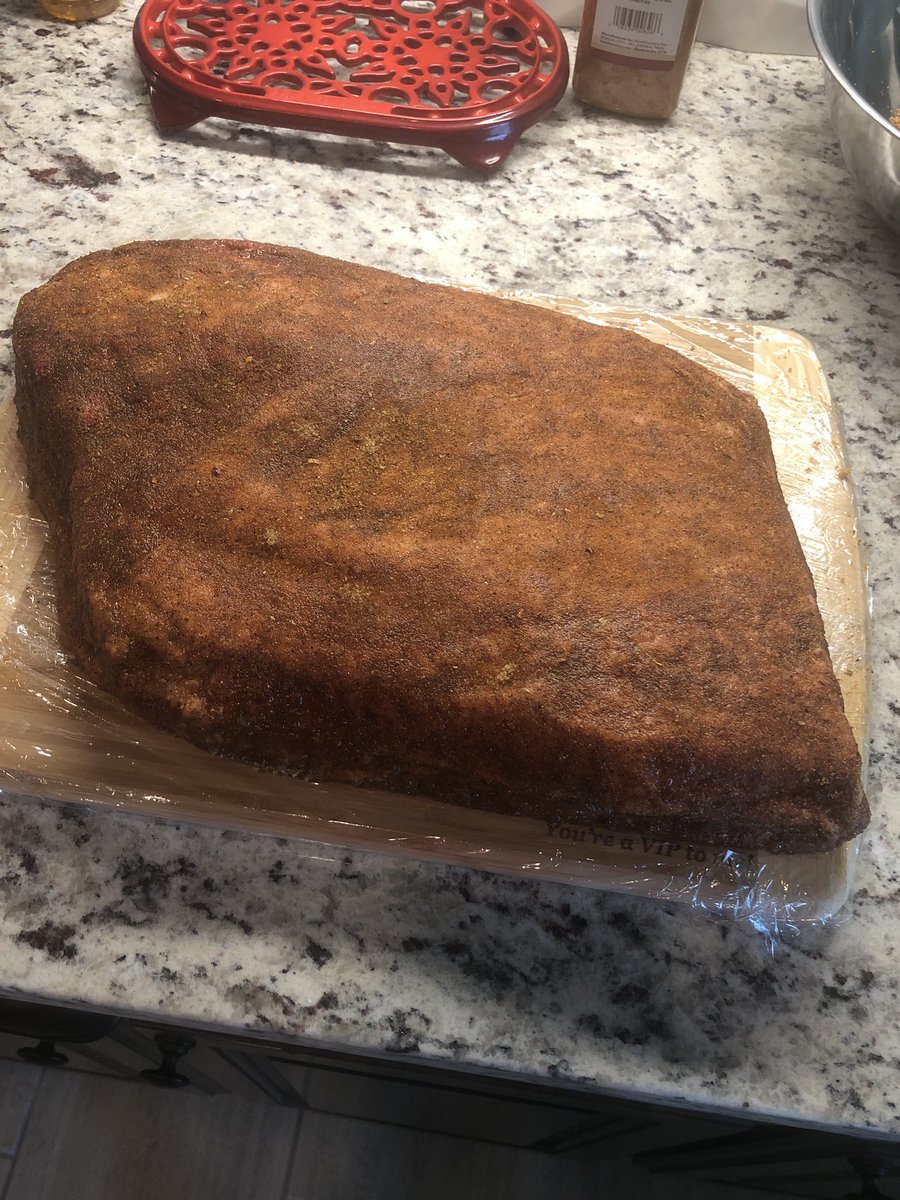 Vern_Charette's tweet photo. Some days are a good day to smoke a big brisket... I applied my special “not so secret” rub and it’s already almost time to open it up and address it for the final burn. #3rdOne #LetsGoGetIt #FatboyCookingCo #DarronAndMattAreMyGrillingHerosAndMentors https://t.co/TFZrX6V4uO