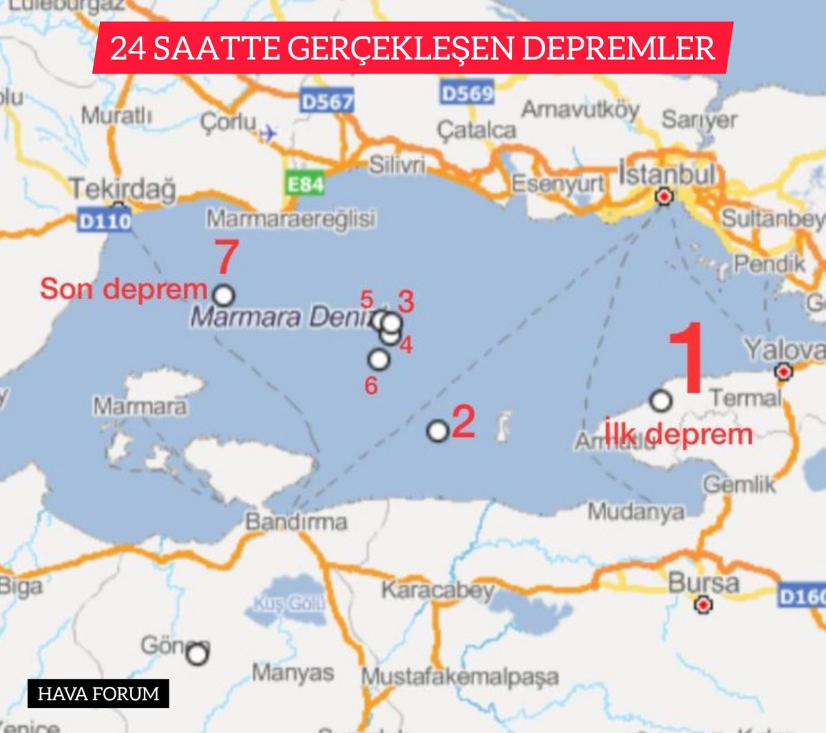 Marmara Denizi'nde son 24 saatte gerçekleşen depremler dikkat çekiyor. Depremlerin çoğu 2.5-3.0 büyüklüğü arasında...